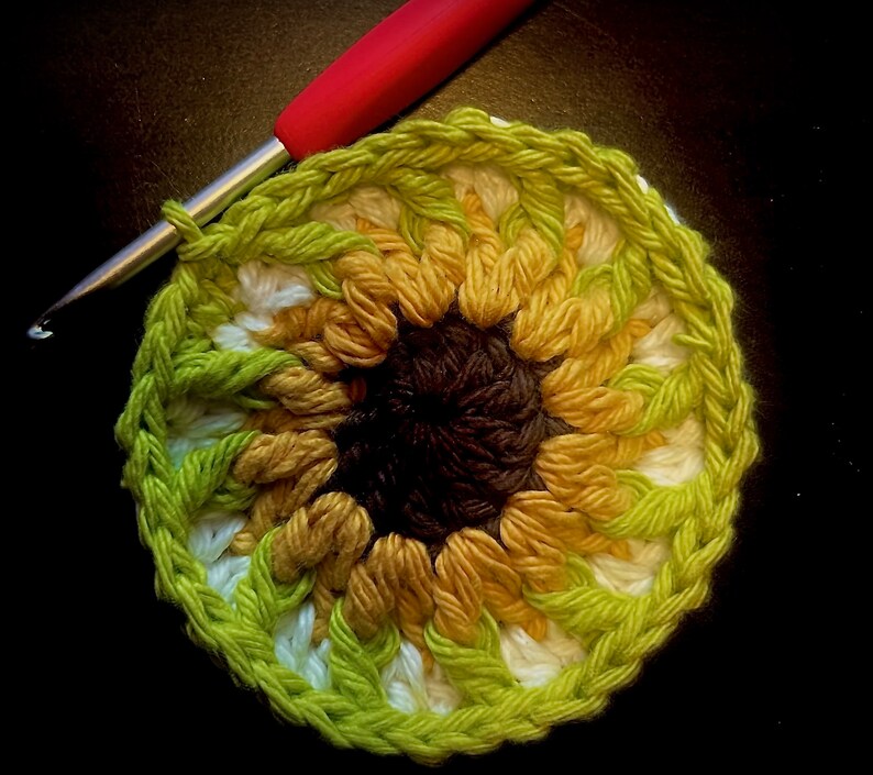 Sunflower crochet coaster